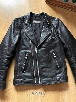 Vintage 90s Belstaff Leather Biker Motorcycle Racer Jacket Size S Black