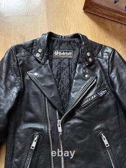 Vintage 90s Belstaff Leather Biker Motorcycle Racer Jacket Size S Black