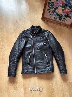 Vintage 90s Belstaff Leather Biker Motorcycle Racer Jacket Size S Black