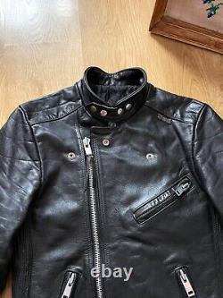 Vintage 90s Belstaff Leather Biker Motorcycle Racer Jacket Size S Black