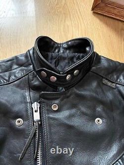 Vintage 90s Belstaff Leather Biker Motorcycle Racer Jacket Size S Black