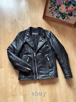 Vintage 90s Belstaff Leather Biker Motorcycle Racer Jacket Size S Black