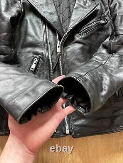 Vintage 90s Belstaff Leather Biker Motorcycle Racer Jacket Size S Black