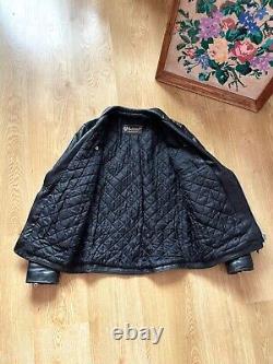 Vintage 90s Belstaff Leather Biker Motorcycle Racer Jacket Size S Black