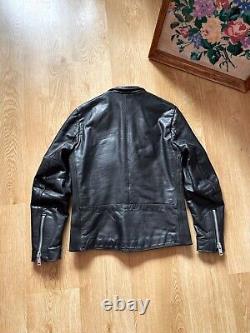 Vintage 90s Belstaff Leather Biker Motorcycle Racer Jacket Size S Black