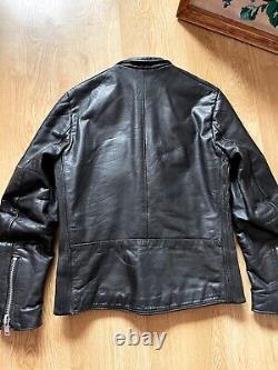 Vintage 90s Belstaff Leather Biker Motorcycle Racer Jacket Size S Black