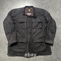 Vintage 90s Belstaff Waxed Canvas Tin Cloth Motorcycle Jacket Size 2xl Rare
