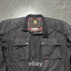 Vintage 90s Belstaff Waxed Canvas Tin Cloth Motorcycle Jacket Size 2xl Rare