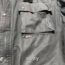 Vintage 90s Belstaff Waxed Canvas Tin Cloth Motorcycle Jacket Size 2xl Rare