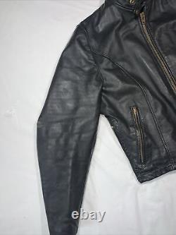 Vintage 90s Cafe Racer Leather Motorcycle Jacket Size Small