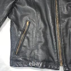 Vintage 90s Cafe Racer Leather Motorcycle Jacket Size Small