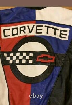 Vintage 90s Colorblock Corvette Leather Jacket Men's Medium