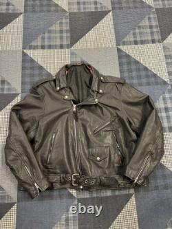 Vintage 90s Genuine Leather Biker Rockabilly Motorcycle Jacket Mens Size XXL