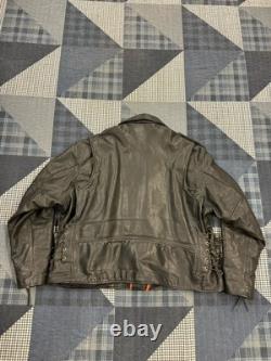Vintage 90s Genuine Leather Biker Rockabilly Motorcycle Jacket Mens Size XXL