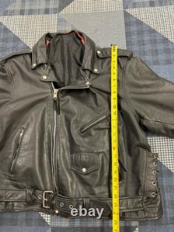 Vintage 90s Genuine Leather Biker Rockabilly Motorcycle Jacket Mens Size XXL