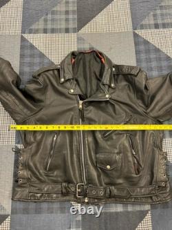 Vintage 90s Genuine Leather Biker Rockabilly Motorcycle Jacket Mens Size XXL