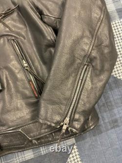 Vintage 90s Genuine Leather Biker Rockabilly Motorcycle Jacket Mens Size XXL
