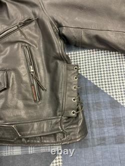 Vintage 90s Genuine Leather Biker Rockabilly Motorcycle Jacket Mens Size XXL