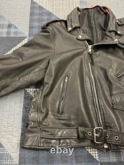 Vintage 90s Genuine Leather Biker Rockabilly Motorcycle Jacket Mens Size XXL