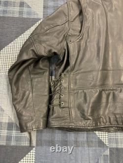 Vintage 90s Genuine Leather Biker Rockabilly Motorcycle Jacket Mens Size XXL