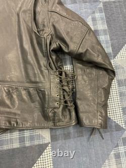 Vintage 90s Genuine Leather Biker Rockabilly Motorcycle Jacket Mens Size XXL