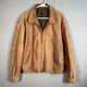 Vintage 90s J Crew Leather Motorcycle Jacket Adult Large Brown Bike Full Zip Men