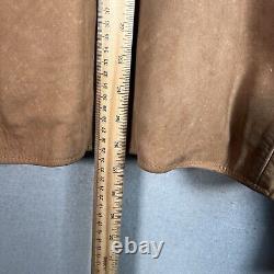 Vintage 90s J Crew Leather Motorcycle Jacket Adult Large Brown Bike Full Zip Men