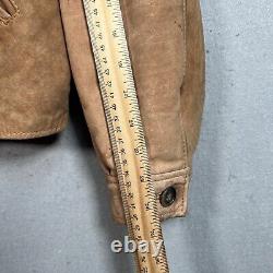 Vintage 90s J Crew Leather Motorcycle Jacket Adult Large Brown Bike Full Zip Men
