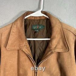 Vintage 90s J Crew Leather Motorcycle Jacket Adult Large Brown Bike Full Zip Men