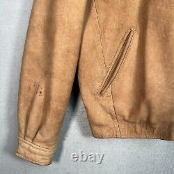 Vintage 90s J Crew Leather Motorcycle Jacket Adult Large Brown Bike Full Zip Men