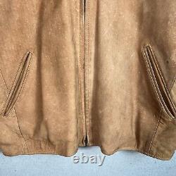 Vintage 90s J Crew Leather Motorcycle Jacket Adult Large Brown Bike Full Zip Men