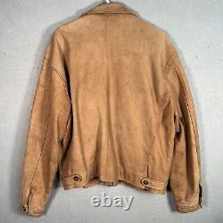 Vintage 90s J Crew Leather Motorcycle Jacket Adult Large Brown Bike Full Zip Men