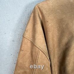 Vintage 90s J Crew Leather Motorcycle Jacket Adult Large Brown Bike Full Zip Men
