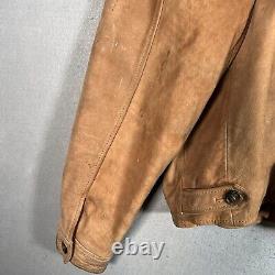 Vintage 90s J Crew Leather Motorcycle Jacket Adult Large Brown Bike Full Zip Men