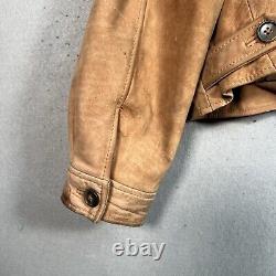 Vintage 90s J Crew Leather Motorcycle Jacket Adult Large Brown Bike Full Zip Men