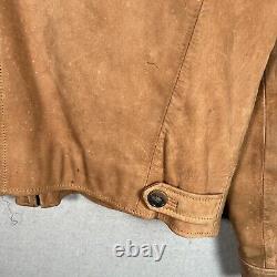 Vintage 90s J Crew Leather Motorcycle Jacket Adult Large Brown Bike Full Zip Men