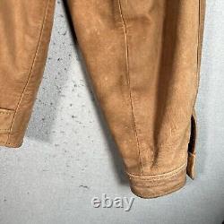 Vintage 90s J Crew Leather Motorcycle Jacket Adult Large Brown Bike Full Zip Men