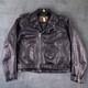 Vintage 90s Manzoor Black Leather Moto Biker Motorcycle Jacket Men's 44 Large
