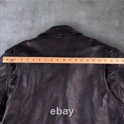 Vintage 90s Manzoor Black Leather Moto Biker Motorcycle Jacket Men's 44 Large