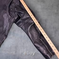 Vintage 90s Manzoor Black Leather Moto Biker Motorcycle Jacket Men's 44 Large