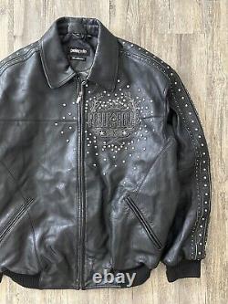 Vintage 90s Marc Buchanan Pelle Pelle Studded Black Leather Jacket Sz 46 RARE