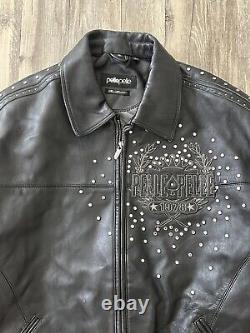 Vintage 90s Marc Buchanan Pelle Pelle Studded Black Leather Jacket Sz 46 RARE