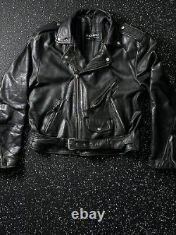 Vintage 90s Mens L motorcycle jacket WILSONS leather black Harley Punk riding