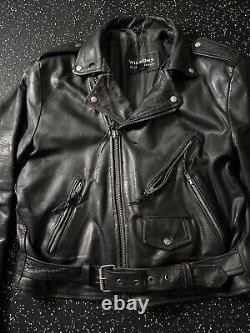 Vintage 90s Mens L motorcycle jacket WILSONS leather black Harley Punk riding