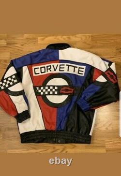 Vintage 90s N. L Colorblock Corvette Leather Motorcycle Jacket Men's Medium