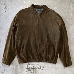 Vintage 90s Polo Ralph Lauren Suede Dad Jacket (size Large) Brown Minimalist