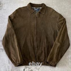 Vintage 90s Polo Ralph Lauren Suede Dad Jacket (size Large) Brown Minimalist