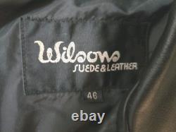 Vintage 90s Wilsons Classic Men's 46 Black Leather Motorcycle Biker Jacket 91729