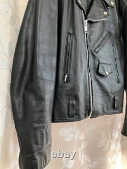 Vintage 90s Wilsons Classic Men's 46 Black Leather Motorcycle Biker Jacket 91729