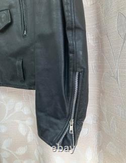Vintage 90s Wilsons Classic Men's 46 Black Leather Motorcycle Biker Jacket 91729